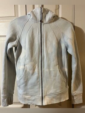 Lululemon Scuba Full Zip Hoodie Light Blue Acid Washed Size 6
